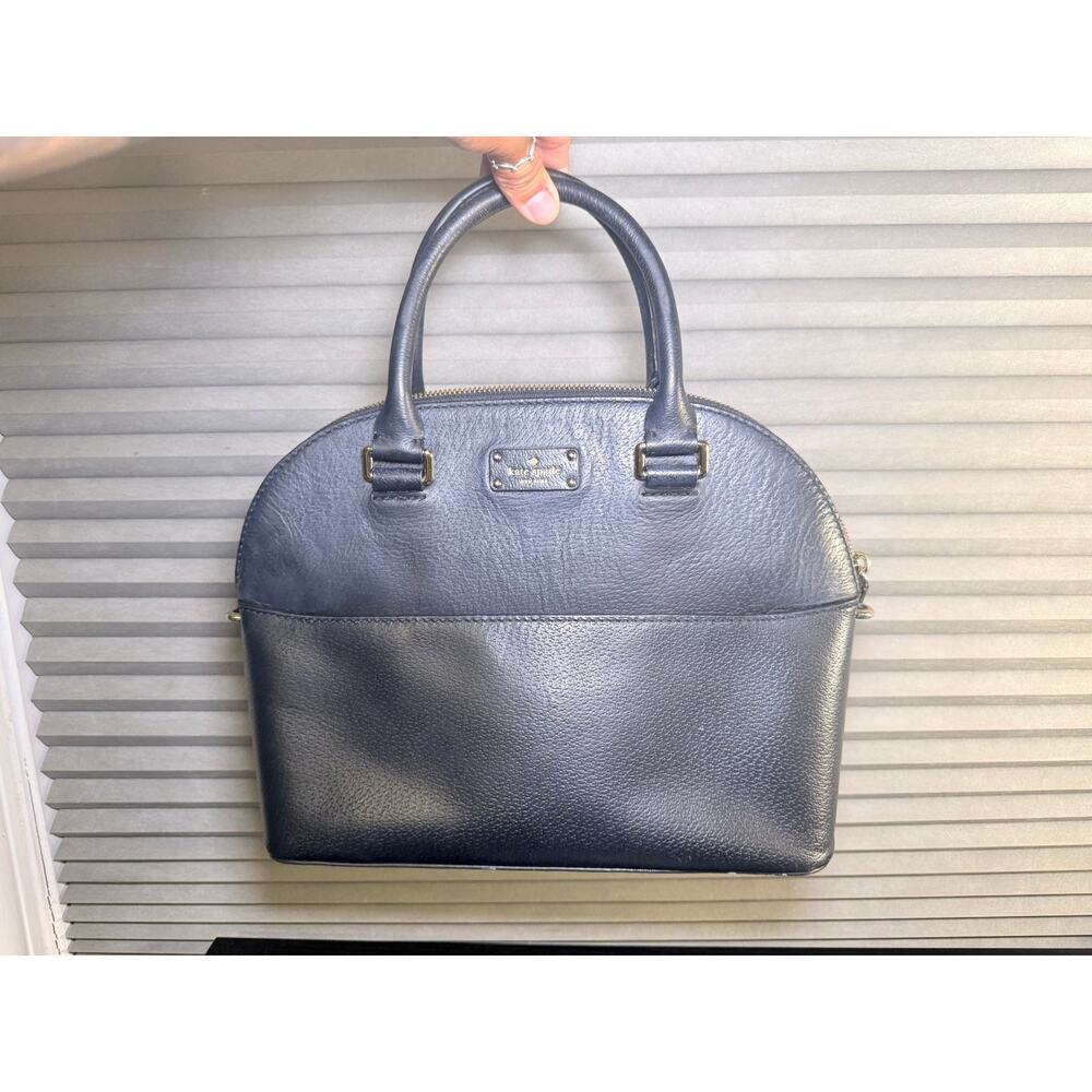Kate Spade New York Black Pebbled Leather Satchel Crossbody Bag Convertible